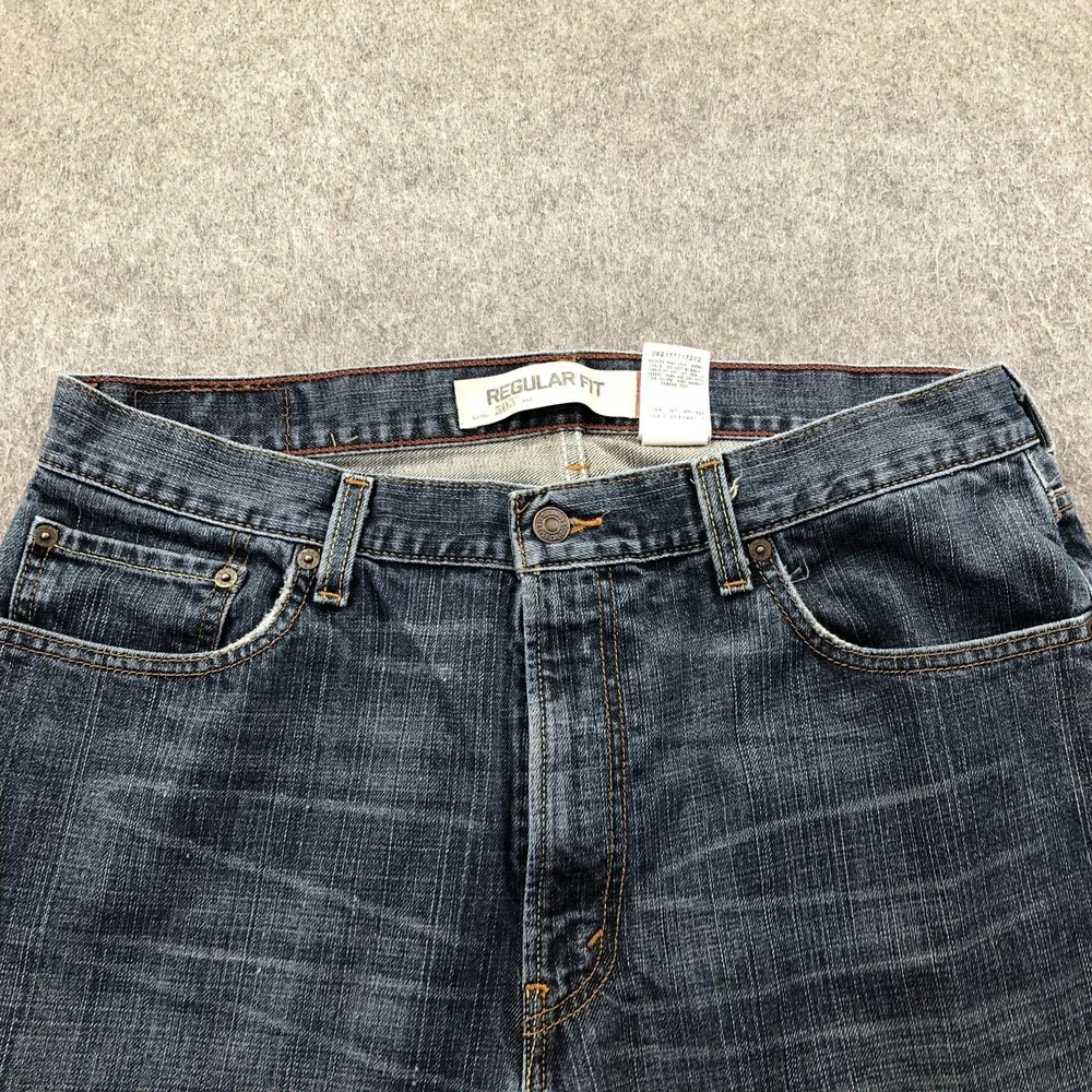 Levis 505 Jeans Mens 36x32 Blue Medium Wash Regular Straight Denim Pants Casual